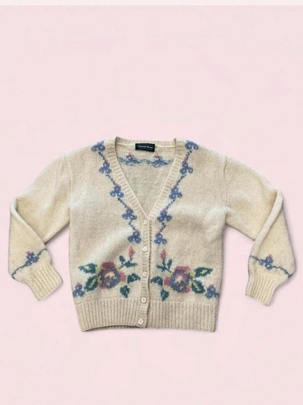 Vintage Wool Cottagecore Cream Cardigan By Carroll Reed
